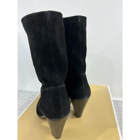 Michael Kors Divia Bootie Black Suede High Heel Boots Women's Sz. 8 US 38 EU - Picture 5 of 9